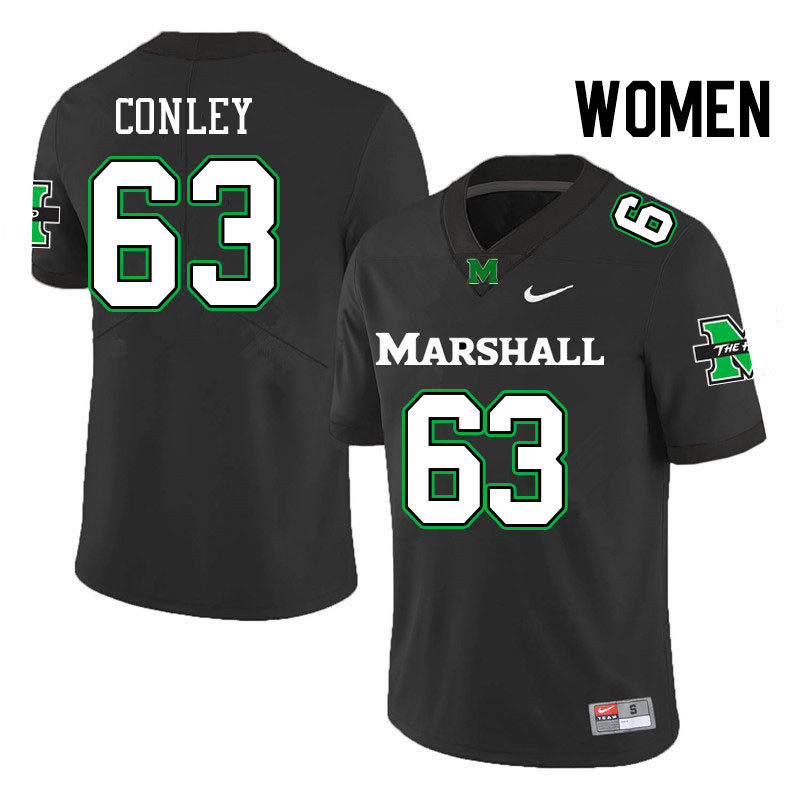 Women #63 Ayden Conley Marshall Thundering Herd College Football Jerseys Stitched Sale-Black